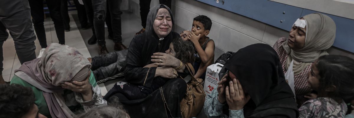 survivors of the al-Ahli Hospital attack in  Gaza City 