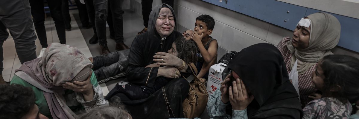 Survivors of the al-Ahli Hospital attack in  Gaza City 