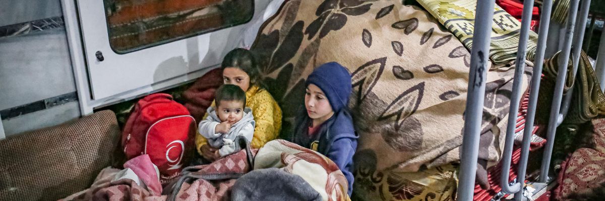 Syrian earthquake survivors spend a night at Ayse Mosque in Idlib, Syria