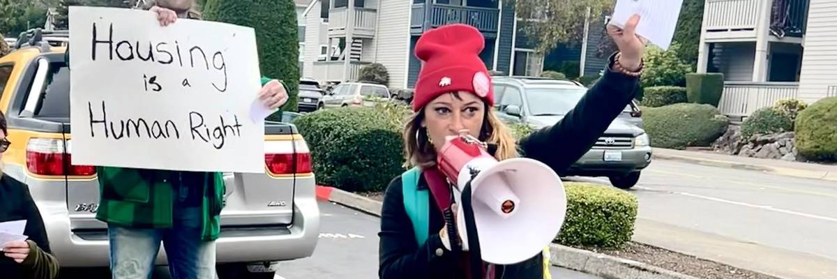 Tacoma For All tenants' rights protest.