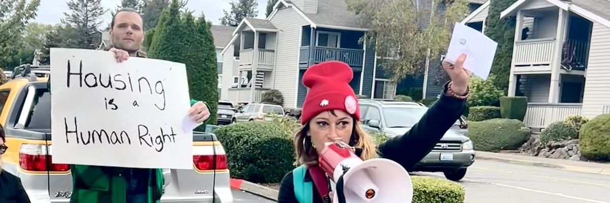 Tacoma For All tenants' rights protest.