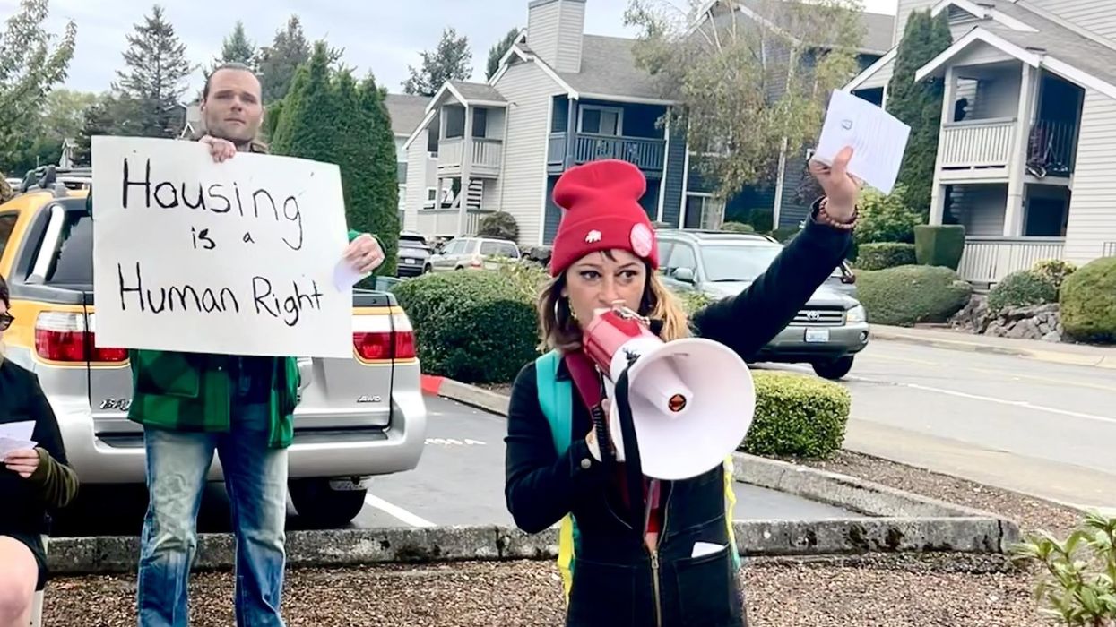 Tacoma For All tenants' rights protest.