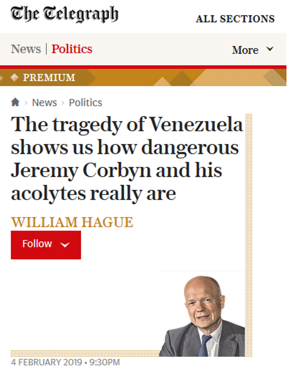 Telegraph: The tragedy of Venezuela shows us how dangerous Jeremy Corbyn and his acolytes really are