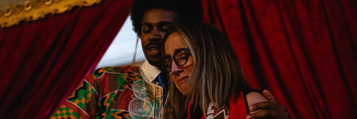 Tennessee state Rep. Justin Pearson hugs Sarah Shoop Neumann, a Covenant School parent,