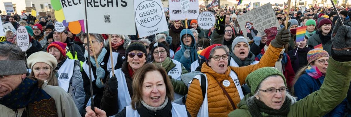 Tens of thousands protest the far-right