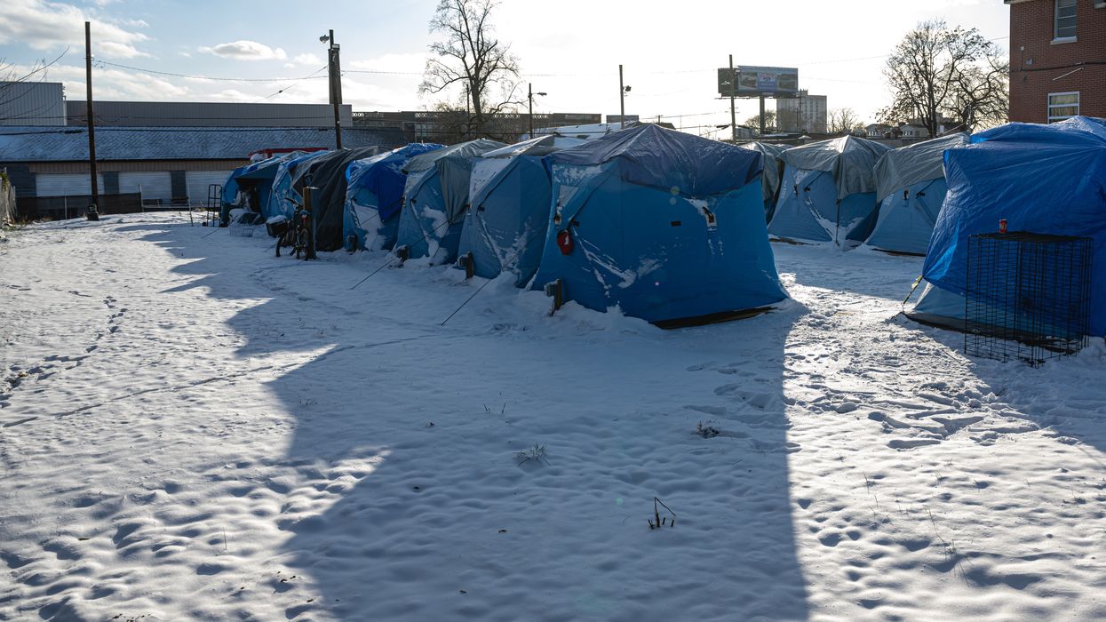 Tents for homeless in Kentucky in winter.