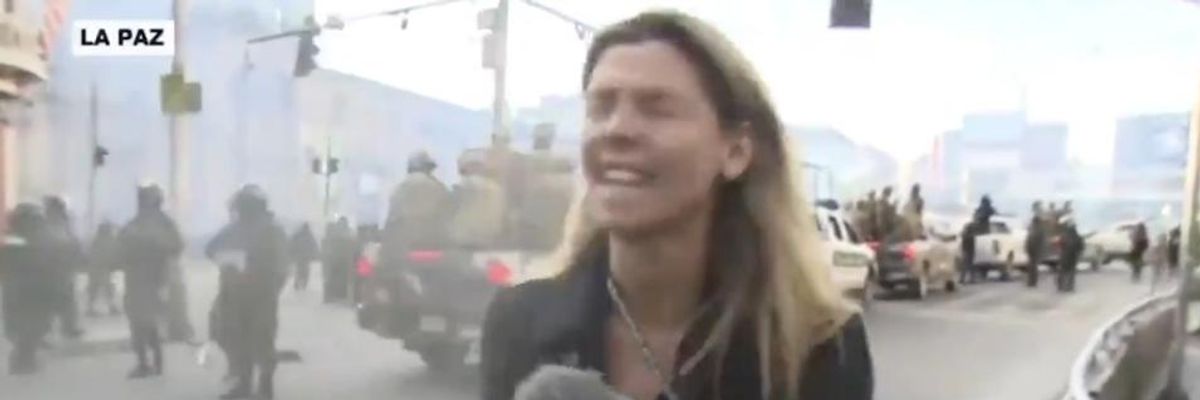 Police in Bolivia Pepper Spray Journalist 'On Purpose' During Live Coverage of Anti-Coup Protests