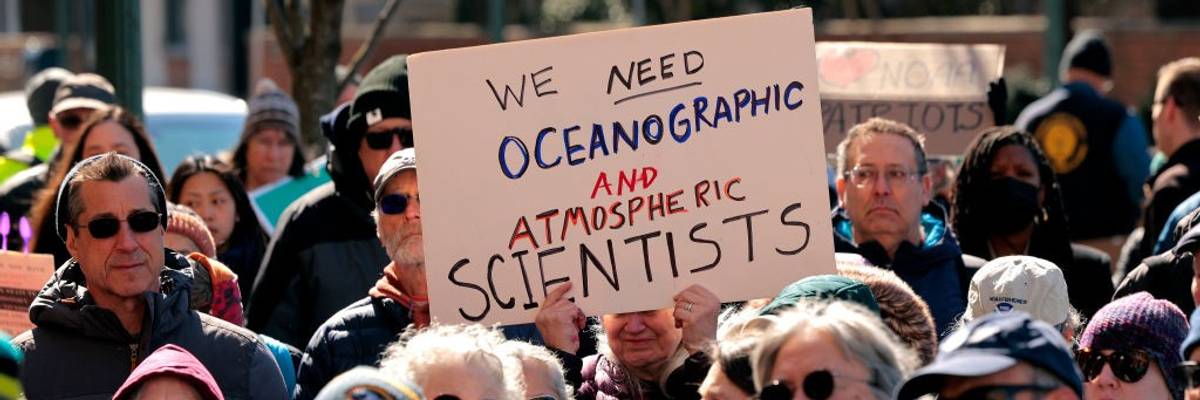 Terminated Federal Workers And Supporters Rally At NOAA Over DOGE Cuts