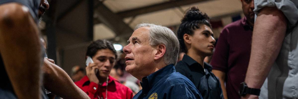 Texas Gov. Greg Abbott appears at an event in Uvalde