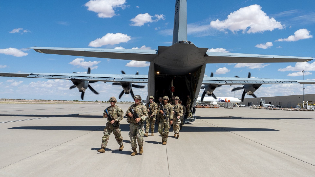 Texas National Guard troops deplane