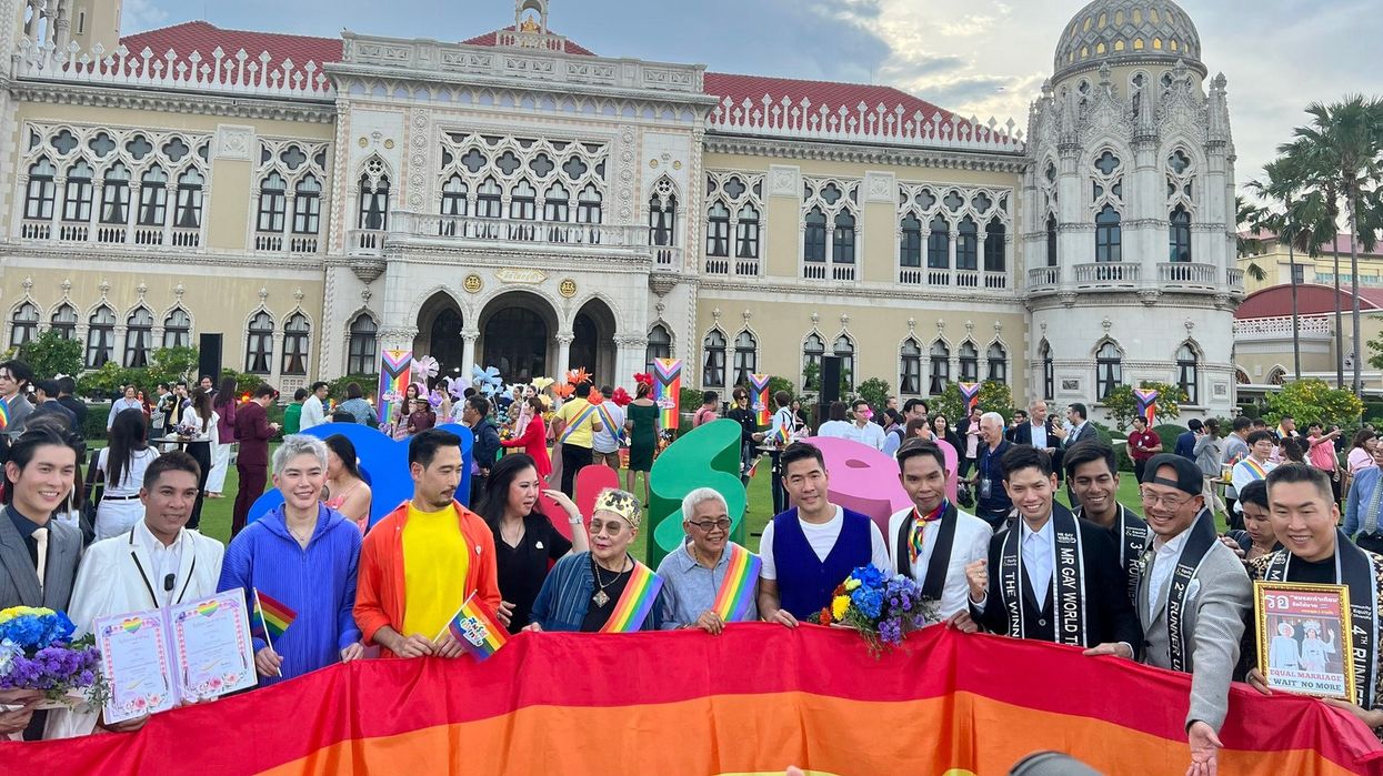 Thai activists celebrate the Senate's vote in favor of marriage equality