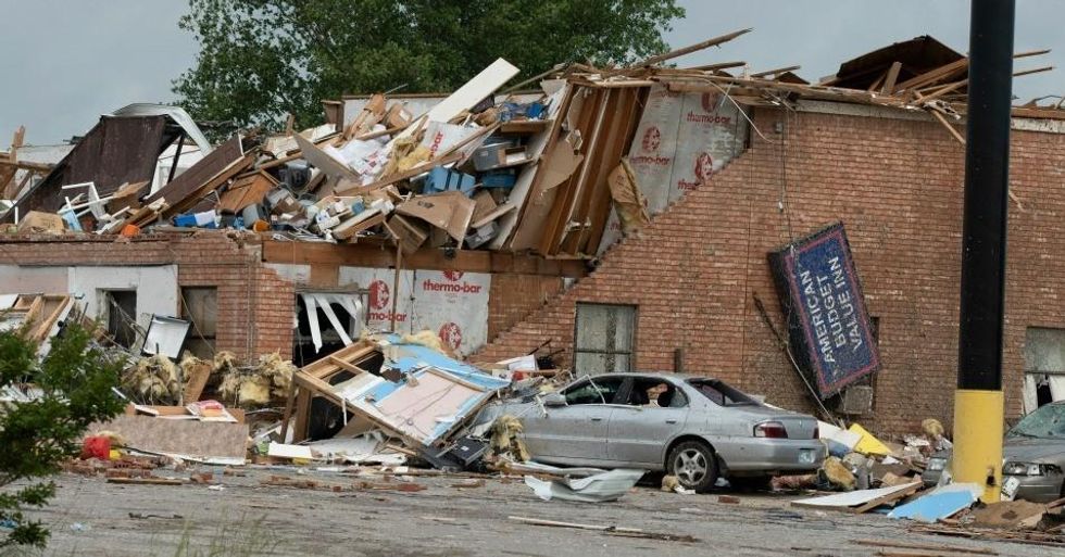 The American Budget Value Inn is shown all but flattened May 26, 2019 in El Reno, Oklahoma. At least two people were killed in this Oklahoma City suburb after a tornado barreled through, destroying much of the motel, a trailer park and a car dealership last night, according to published reports. (Photo: J. Pat Carter/Getty Images)