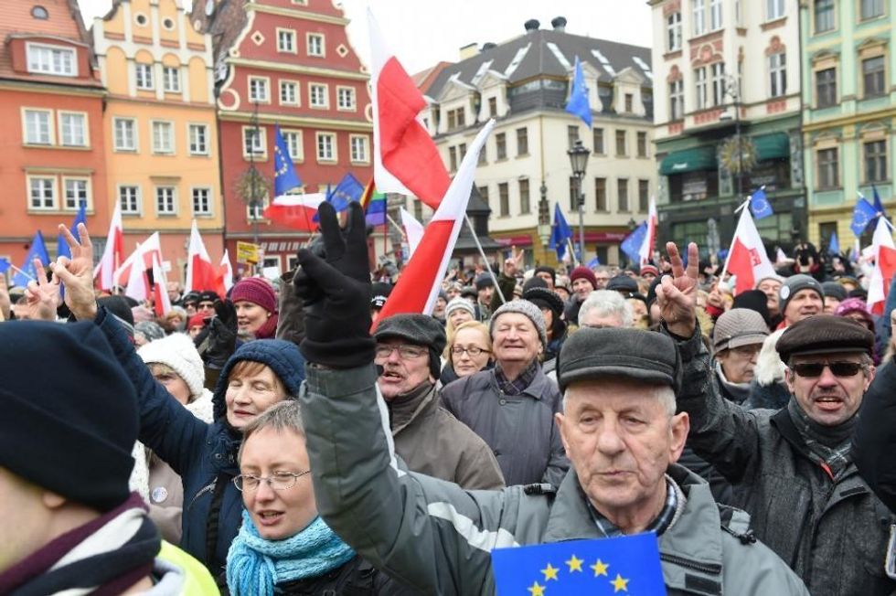 The anti-government rally in Wroclaw (AFP Photo/Janek Skarzynski)