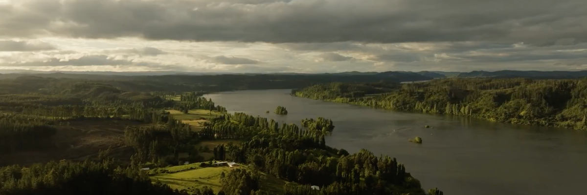 The Biobío River is seen from above in Chile.
