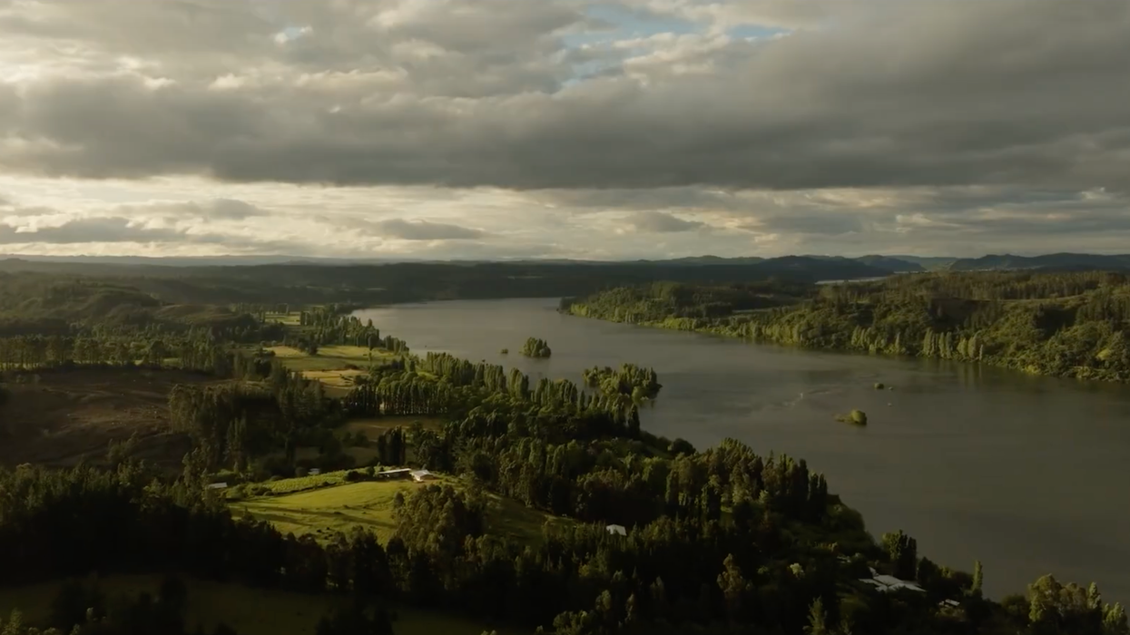 The Biobío River is seen from above in Chile.