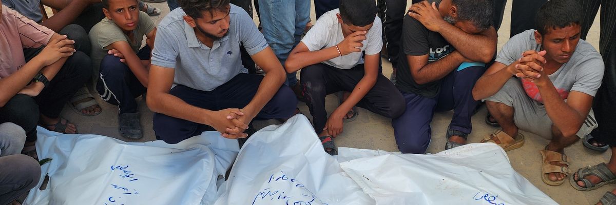 The bodies of Palestinians are seen at Nasser Hospital in Khan Younis, Gaza