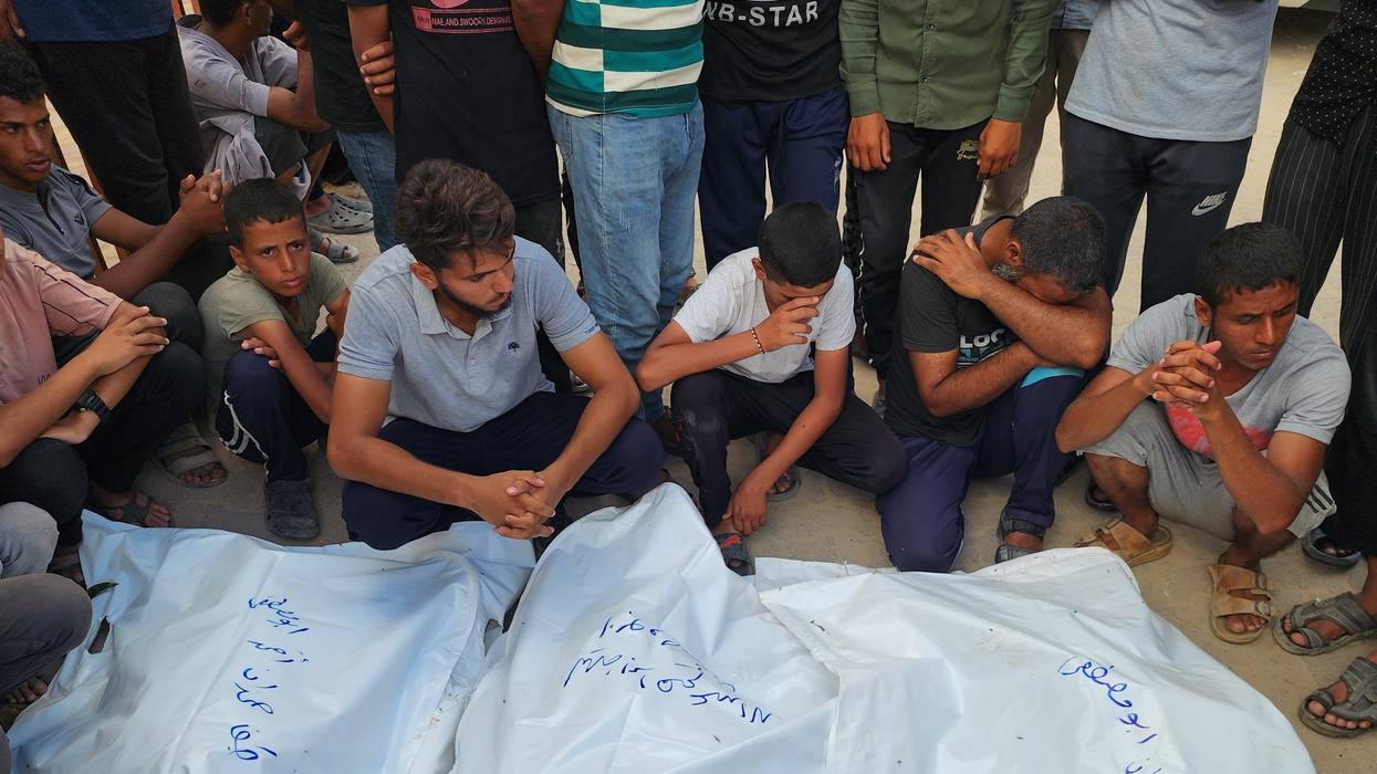 The bodies of Palestinians are seen at Nasser Hospital in Khan Younis, Gaza