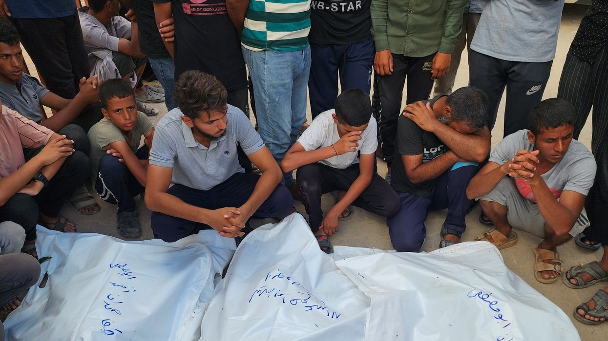 The bodies of Palestinians are seen at Nasser Hospital in Khan Younis, Gaza