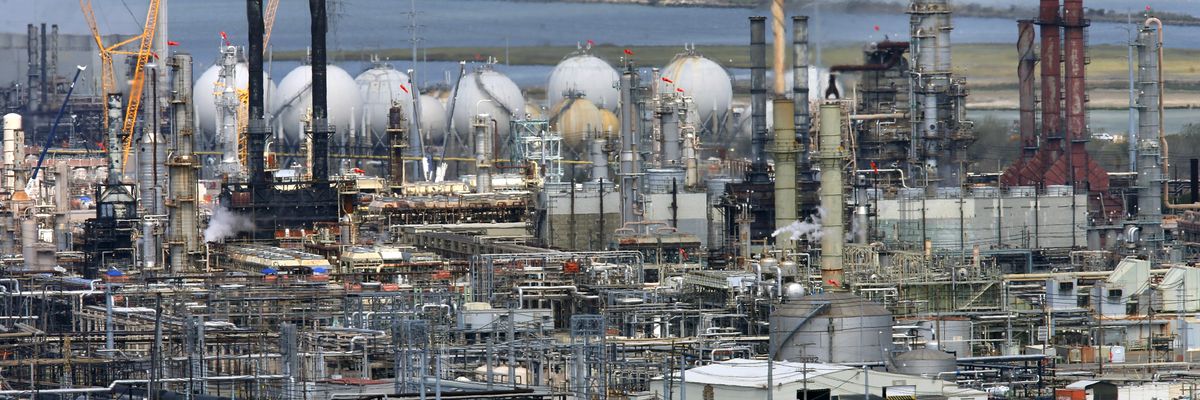 The Chevron oil refinery in Richmond, California is seen on September 12, 2017.