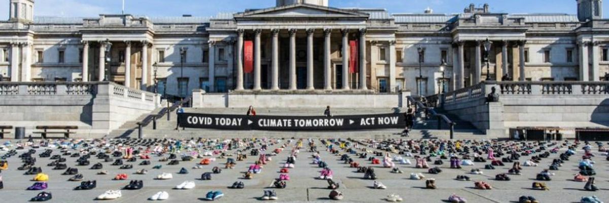 'One Crisis Doesn't Stop Because Another Starts': 2,000+ Kids' Shoes Form Climate/Covid Protest in London