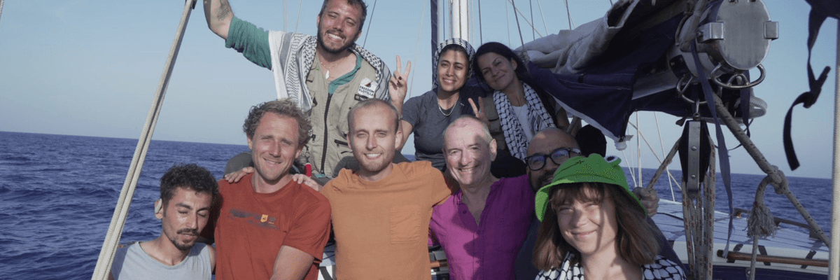The crew of the Freedom Flotilla bound for Gaza with humanitarian aid
