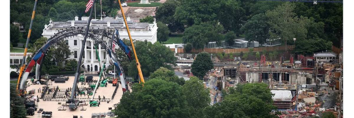 The current "busted-ass trash palace" and former White House prepping for its lofty 250th anniversary