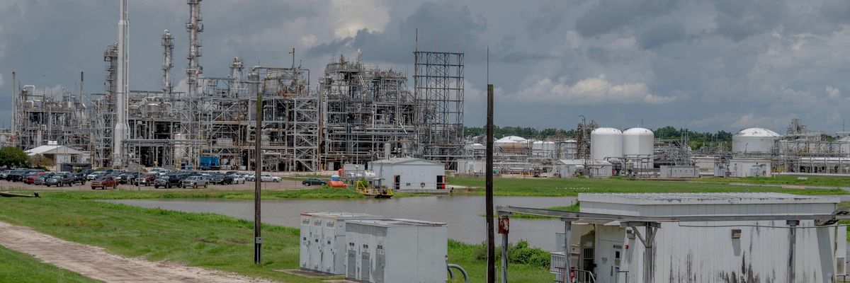 The Denka neoprene production plant emits chloroprene and other hazardous air pollutants in Reserve, Louisiana, on August 12, 2021.