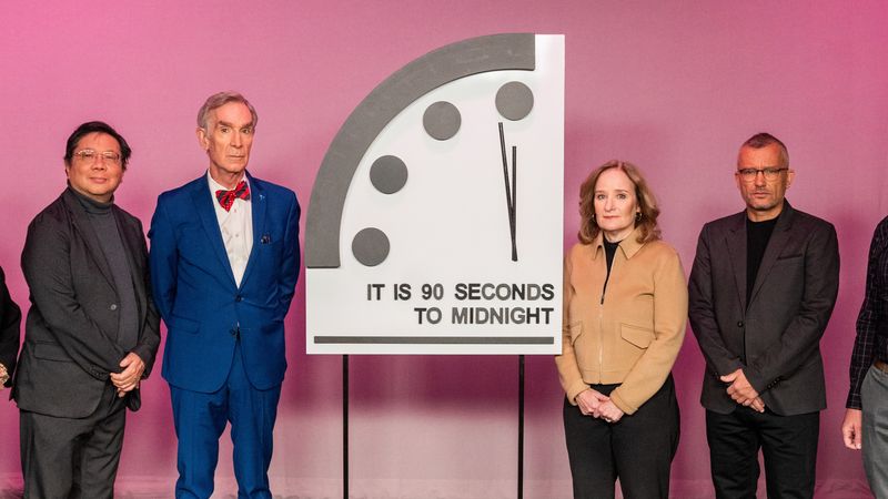 The Doomsday Clock at 90 seconds to midnight