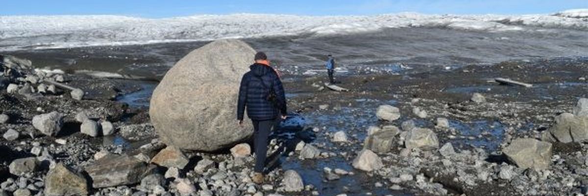 The edge of the Greenland ice sheet as it recedes.