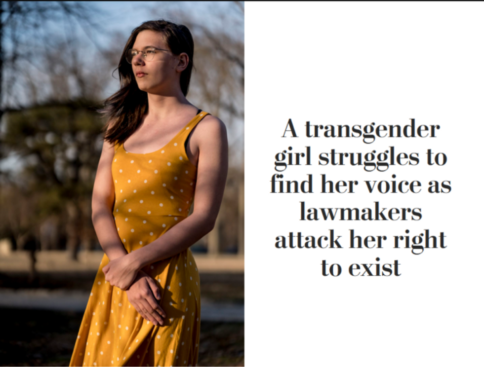 The emphasis in this Washington Post profile (3/16/21) was on Chloe Clark and not on the lawmakers who deny her right to exist.