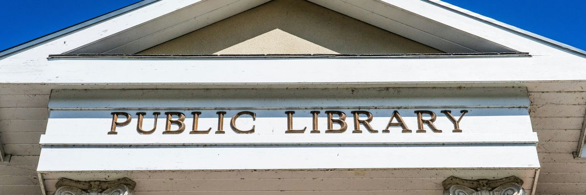 The entrance to a public library.