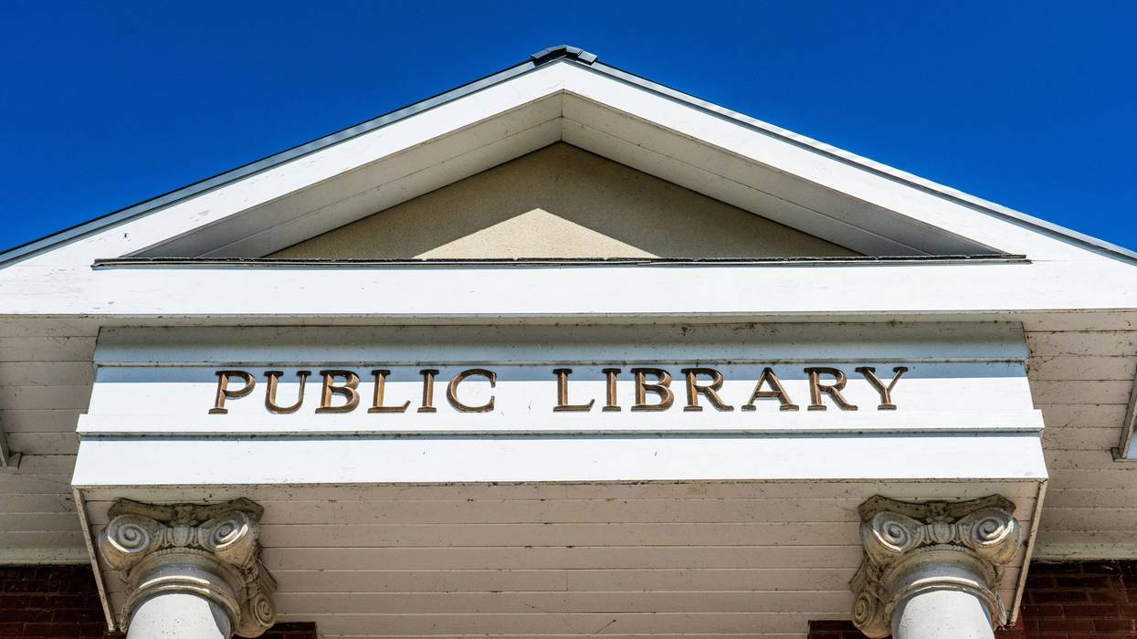 The entrance to a public library.
