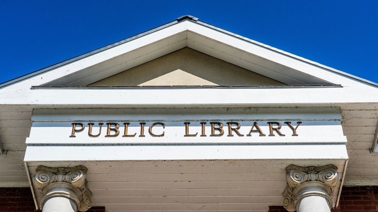 The entrance to a public library.
