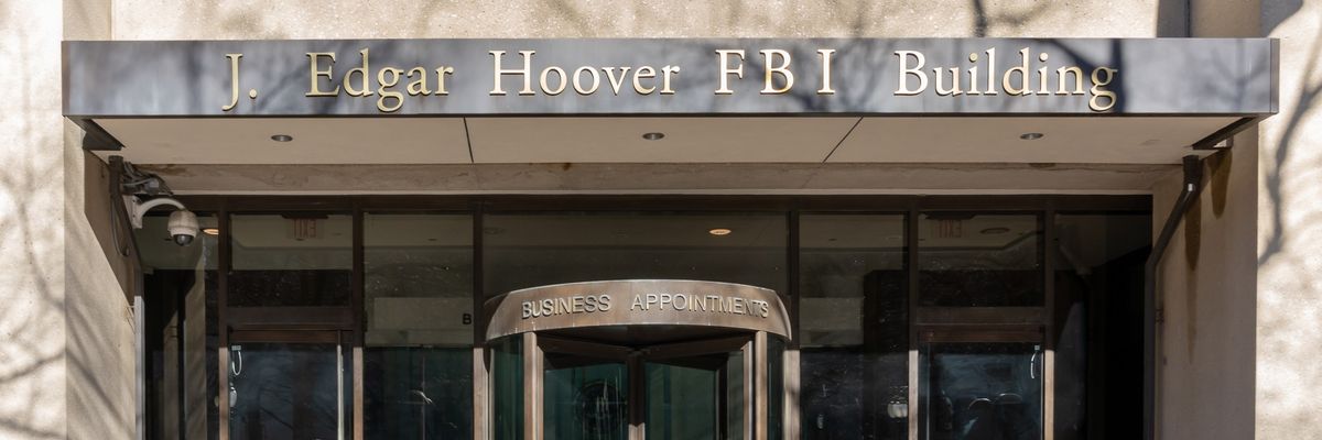 The entrance to FBI headquarters.