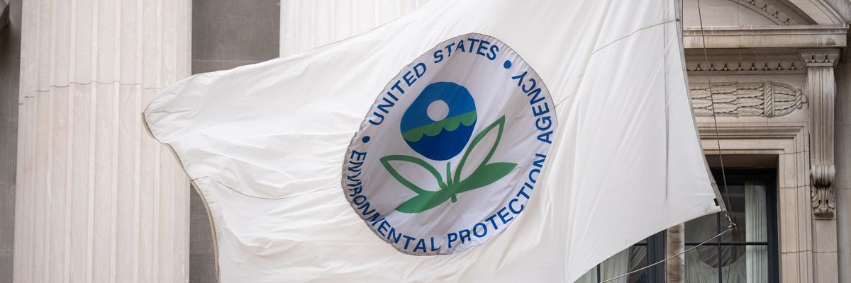 The Environmental Protection Agency flag flies outside the EPA headquarters