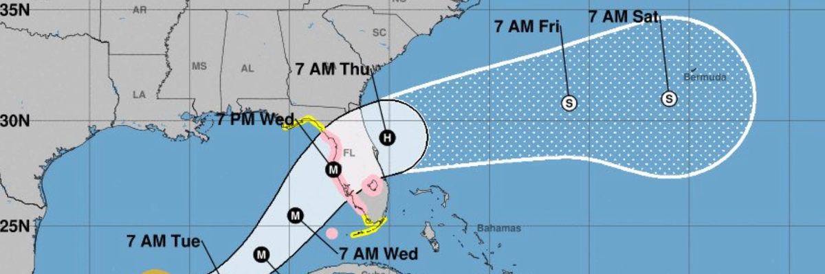 The expected path of Hurricane Milton