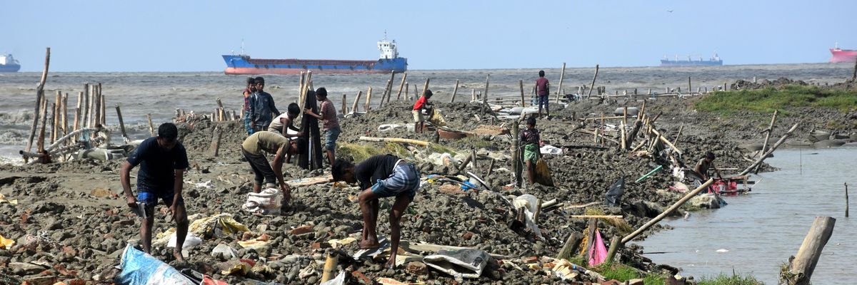 The fishing village of Chittagong Potenga, a coastal area of Bangladesh where a cyclone killed at least 22 people, is seen on October 25, 2022.
