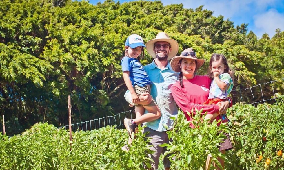 The Gibbs family, part of the first Ohana Agriculture Initiative. (Photo: Malia Welch)