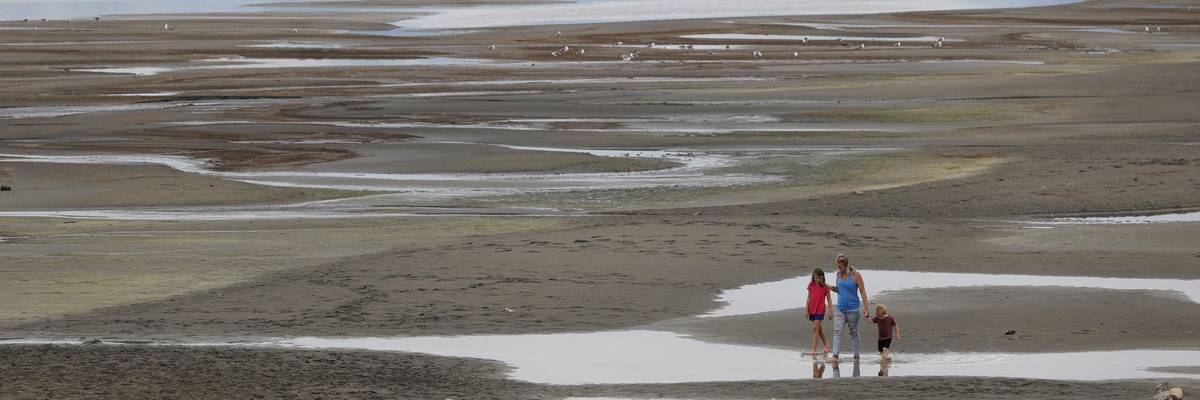 The Great Salt Lake shrinking.