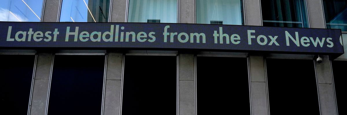 The headline scroll at Fox News headquarters.