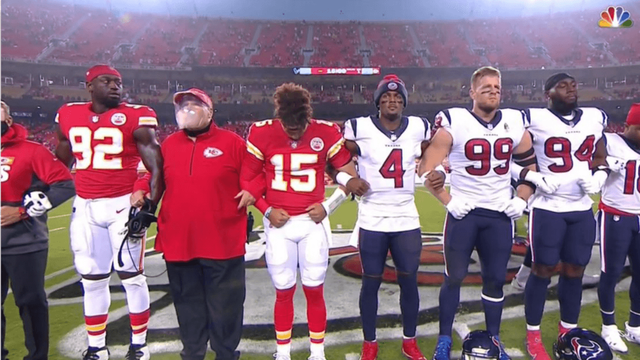 The Houston Texans and Kansas City Chiefs linked arms in a show of racial unity on Thursday night before playing the first game of the 2020 NFL season, and were met with booing by fans