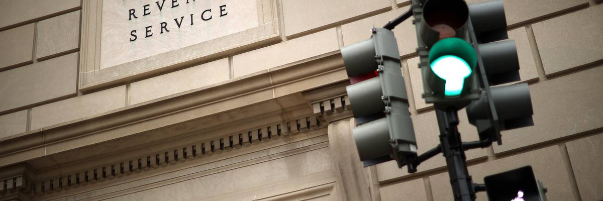 The Internal Revenue Service headquarters building in Washington, D.C. is seen on April 27, 2020.