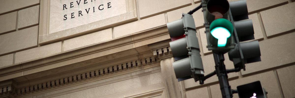 The Internal Revenue Service headquarters building in Washington, D.C. is seen on April 27, 2020.
