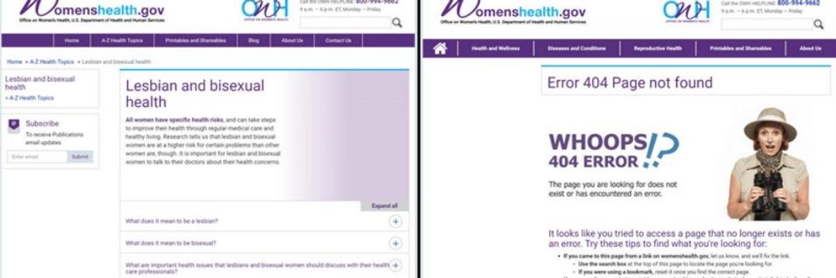 In Latest Affront, Trump Health Department Scrubs Guidance for Lesbian and Bisexual Women From Website