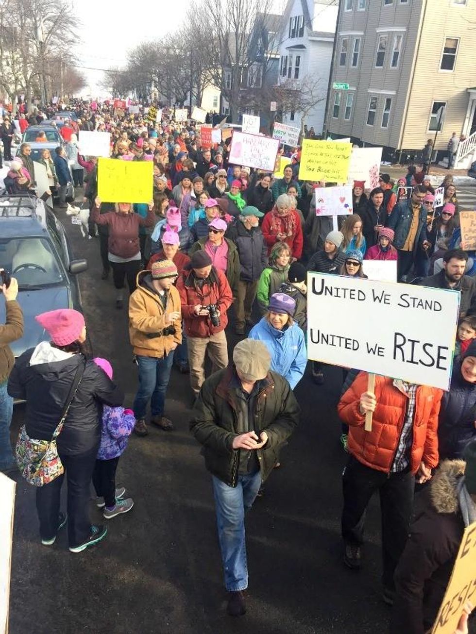 The march in Portland, Maine, was thousands strong. (Photo: Jon Queally/Common Dreams)