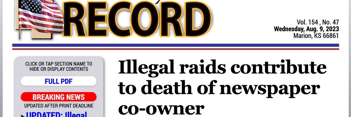 The Marion County Record confirmed the death of the newspaper's co-owner