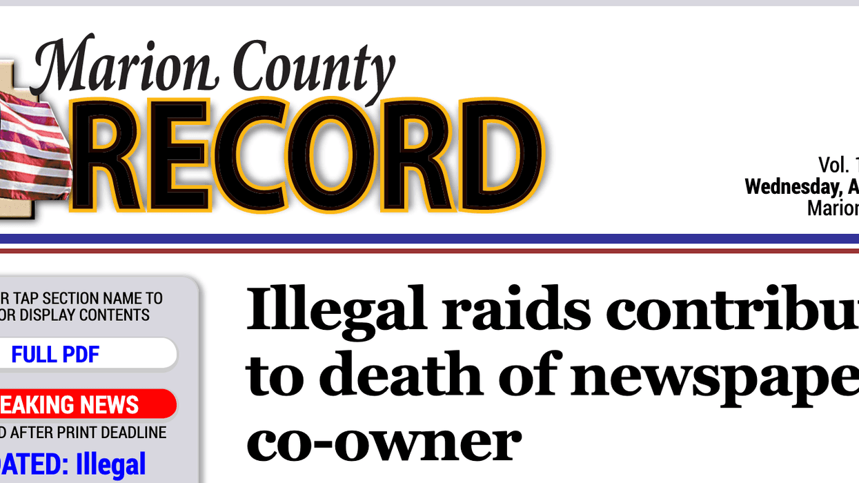 The Marion County Record confirmed the death of the newspaper's co-owner