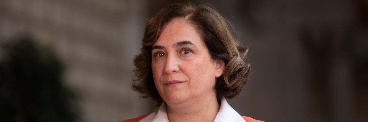 The mayor of Barcelona, Ada Colau, responds to the media at a press conference