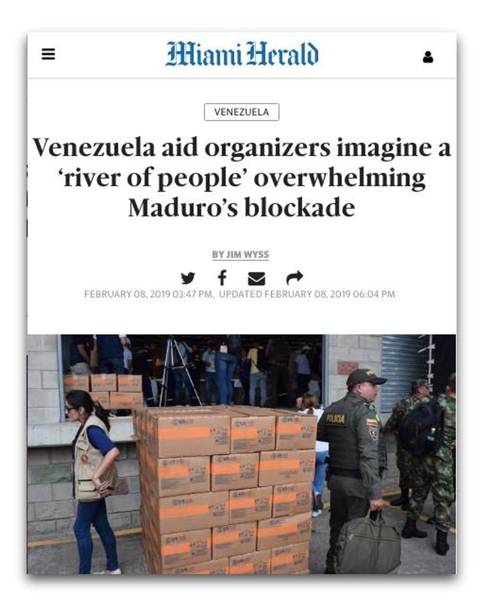 The Miami Herald headline (2/8/19) blames food shortages in Venezuela on