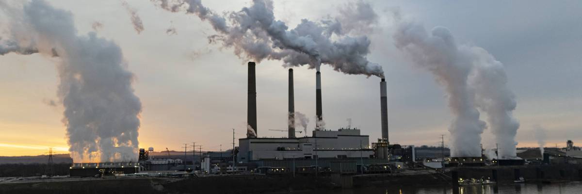 The Mill Creek Generating Station, a coal-fired power plant in Louisville, Kentucky, is seen from Elizabeth, Indiana on February 14, 2026.
